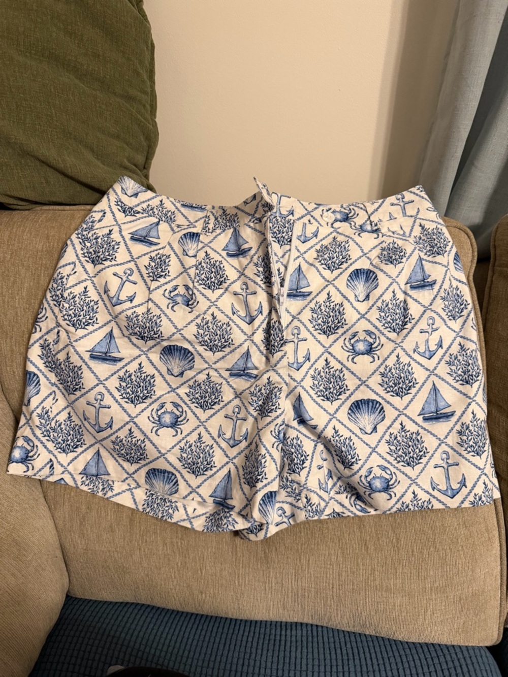 Kiel James Patrick Blue and White Nautical Print Women’s Shorts